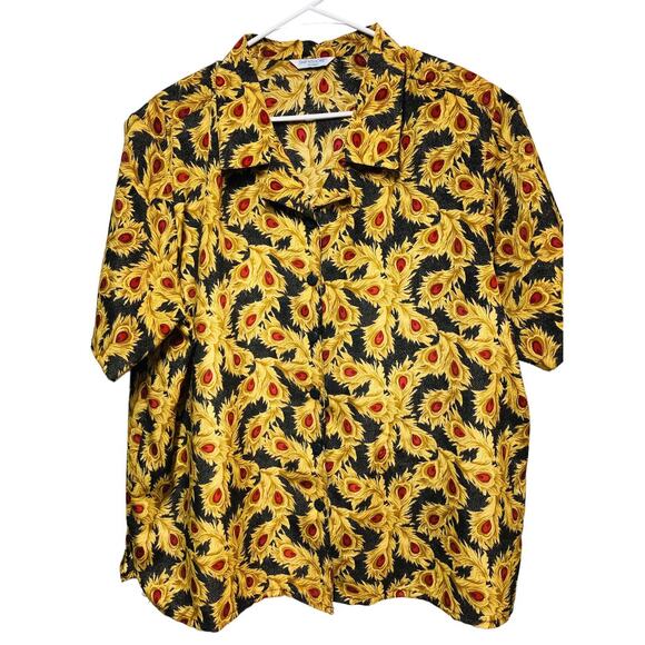 Ship n Shore Multi-Colored 18W Graphic Print Button-Down Short Sleeve‎ Shirt - Picture 1 of 12